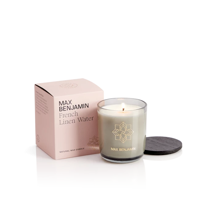 French Linen Water Luxury Natural Candle&Lid Max Benjamin