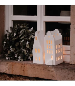 Räder White Unglazed Porcelain Light House 'Walmdach' Candle Holder 